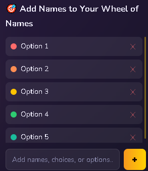 Adding names to the wheel of names
