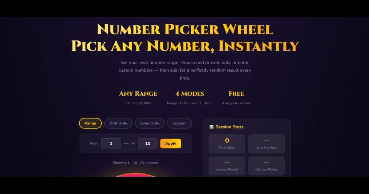 Number Picker Wheel – Free Random Number Spinner | Spin Online